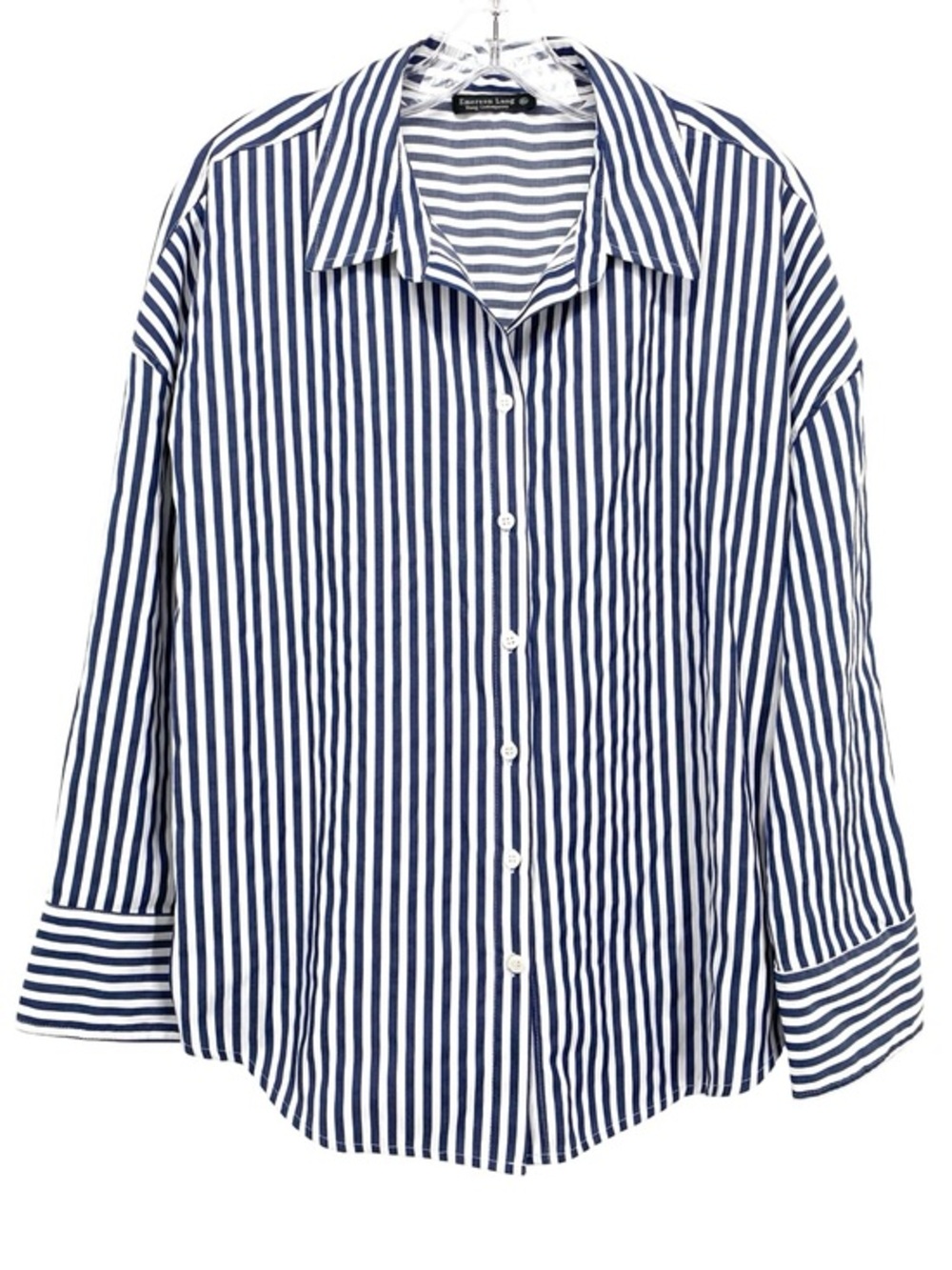 Emerson Lang Stripe V Neck Button Up Shirt XL Preppy